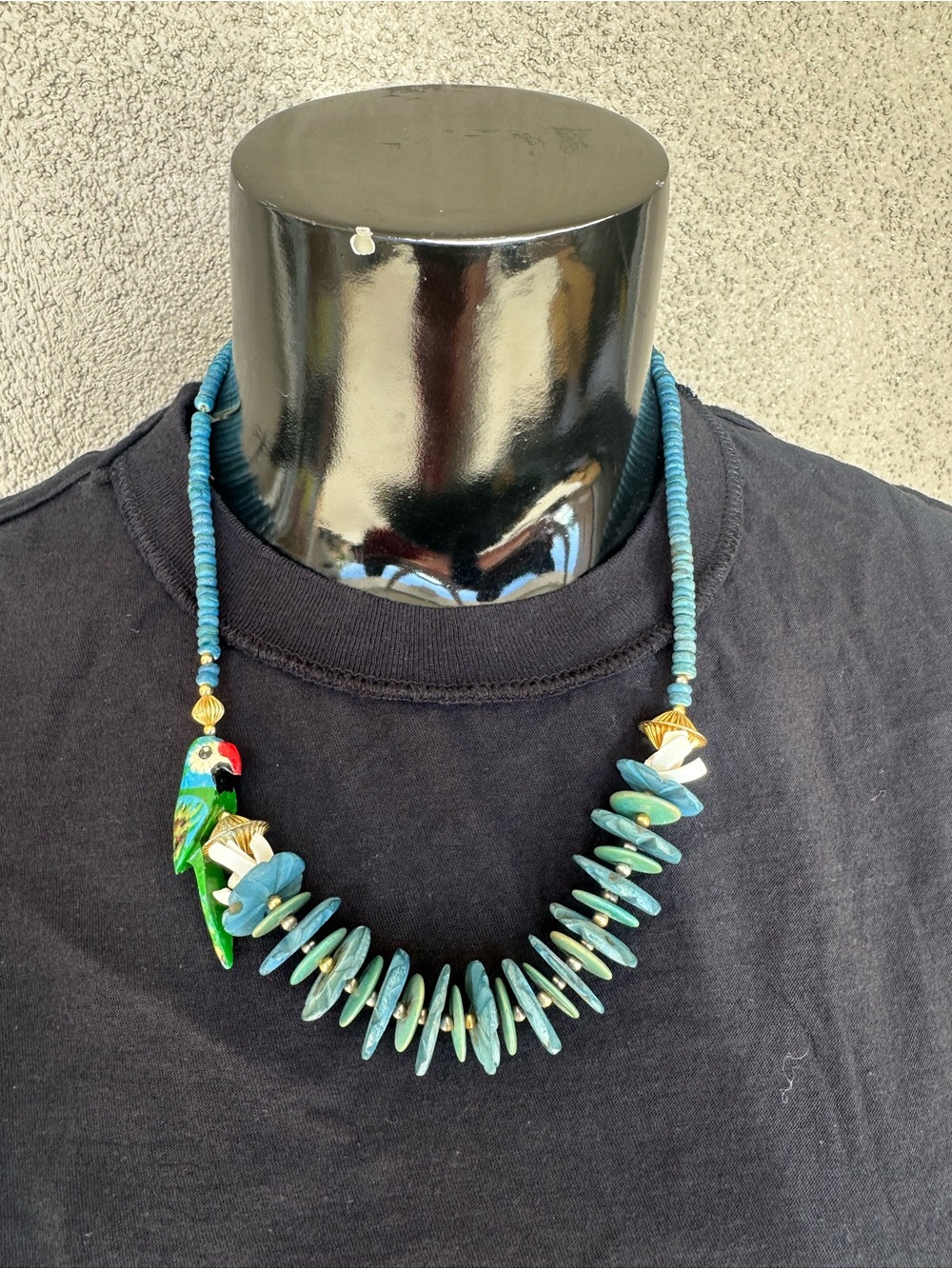 Handcrafted Teal Parrot Bead Necklace - Women Jewelry